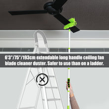 Load image into Gallery viewer, Ceiling Fan Cleaner Duster with 75'' Extension Pole, Flexible Fan Duster for Ceiling Fan Blades, Reusable Cleaning Tool for High Ceiling Fan, Skinny Duster for Tight Spaces