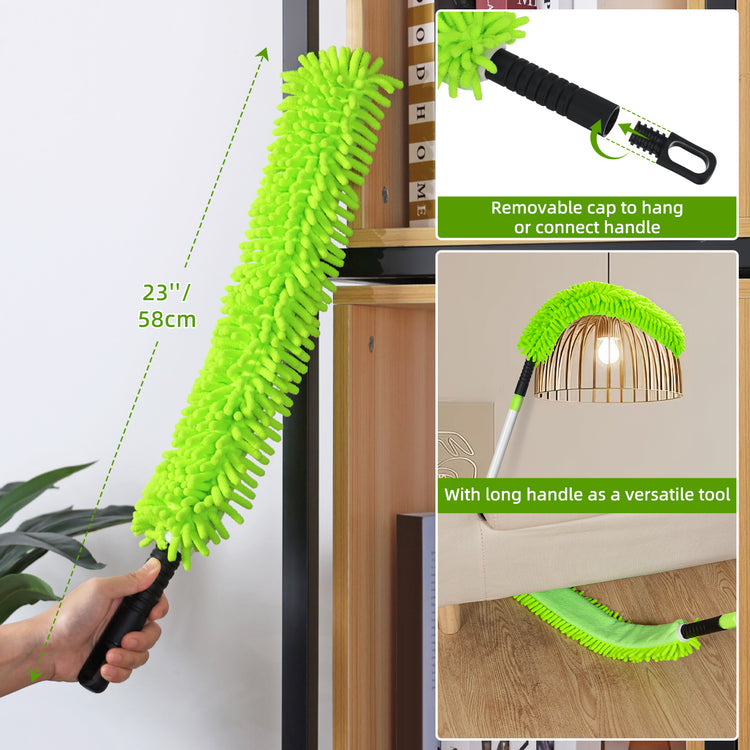 Ceiling Fan Cleaner Duster with 75'' Extension Pole, Flexible Fan Duster for Ceiling Fan Blades, Reusable Cleaning Tool for High Ceiling Fan, Skinny Duster for Tight Spaces