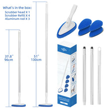 Load image into Gallery viewer, Qaestfy Shower Bathtub Tub Tile Scrubber Cleaning Brush with 51'' Handle, 5 Non-Scratch Scouring Pads, Adjustable Long Handled Scrub Brush for Cleaning Shower Bathroom Vessel Sinks Toilet Wall Floor