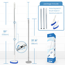 Load image into Gallery viewer, Qaestfy Shower Scrubber Cleaning Brush Combo Bath Tub Tile Cleaner Scrubber Brush with 51'' Adjustable Long Handle Scrub Brush for Bathroom Shower Bathtub Wall Mop Cleaning Scrubbing