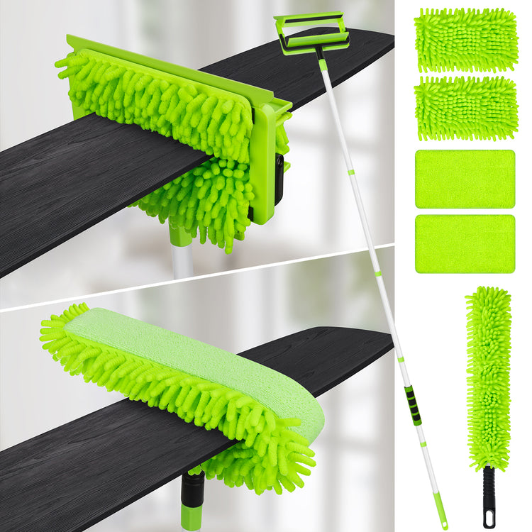 Ceiling Fan Cleaner Duster with 75'' Extension Pole, Flexible Fan Duster for Ceiling Fan Blades, Reusable Cleaning Tool for High Ceiling Fan, Skinny Duster for Tight Spaces