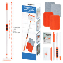 Load image into Gallery viewer, Qaestfy Wall & Baseboard Cleaner Mop Tool with 49'' Long Handle for Cleaning Window Floor Skirting Board Ceiling Bathtub Tub Tile Scrubber Brush Duster with 4 Reusable Pads