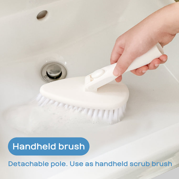 Qaestfy Shower Scrubber Cleaning Brush Combo Tub and Tile Scrubber Cleaner Scrub Brush with 51'' Long Handle Bathroom Bathtub Wall Mop Scrubber Cleaning Brush for Shower Cleaning Tools Model QAE002
