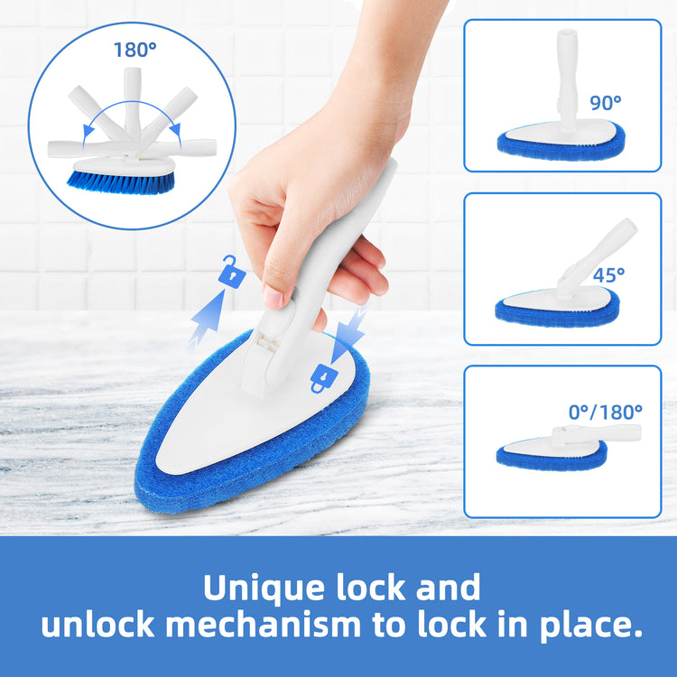 Qaestfy Shower Bathtub Tub and Tile Scrubber Brush with 51'' Adjustable Long Handle Cleaning Brushes Lock in Place Scrub Brush Head for Bathroom Wall Floor Scrubbing Model QAE008