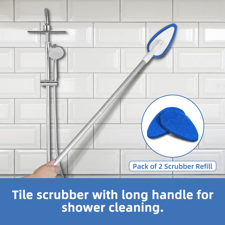 Qaestfy Pack of 2 Scrubber Pad Refill Compatible with QAE008 Shower Bathtub Tub and Tile Scrubber Cleaning Brush with Long Handle Model QAE009