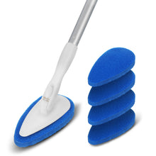 Load image into Gallery viewer, Qaestfy Shower Bathtub Tub Tile Scrubber Cleaning Brush with 51'' Handle, 5 Non-Scratch Scouring Pads, Adjustable Long Handled Scrub Brush for Cleaning Shower Bathroom Vessel Sinks Toilet Wall Floor
