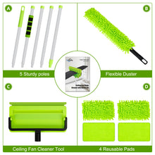 Load image into Gallery viewer, Ceiling Fan Cleaner Duster with 75'' Extension Pole, Flexible Fan Duster for Ceiling Fan Blades, Reusable Cleaning Tool for High Ceiling Fan, Skinny Duster for Tight Spaces
