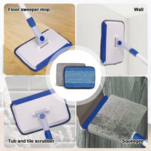 Load image into Gallery viewer, Qaestfy Baseboard Cleaner Tool with Handle, Wall Floor Mop with Extendable Long Handle Duster for Cleaning Window, Floor, Skirting Board, Ceiling, Shower, Tub Tile, Kitchen with 6 Reusable Pads
