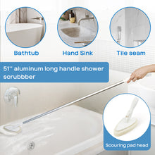 Load image into Gallery viewer, Qaestfy Shower Scrubber Cleaning Brush Combo Tub and Tile Scrubber Cleaner Scrub Brush with 51'' Long Handle Bathroom Bathtub Wall Mop Scrubber Cleaning Brush for Shower Cleaning Tools Model QAE002
