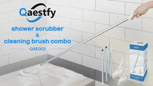 Load and play video in Gallery viewer, Qaestfy Shower Scrubber Cleaning Brush Combo Tub and Tile Scrubber Cleaner Scrub Brush with 51'' Long Handle Bathroom Bathtub Wall Mop Scrubber Cleaning Brush for Shower Cleaning Tools Model QAE002
