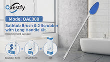 Load and play video in Gallery viewer, Qaestfy Shower Bathtub Tub and Tile Scrubber Brush with 51'' Adjustable Long Handle Cleaning Brushes Lock in Place Scrub Brush Head for Bathroom Wall Floor Scrubbing Model QAE008
