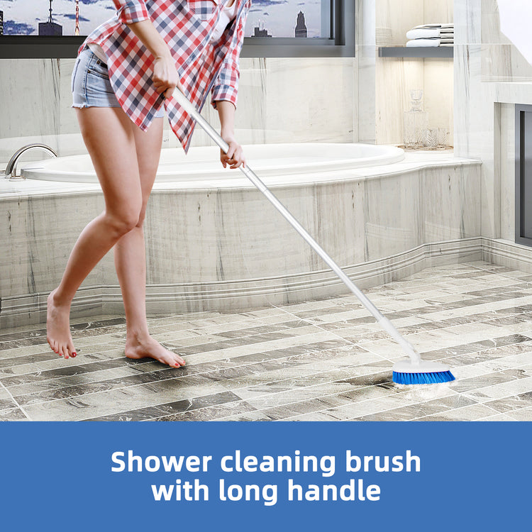 Qaestfy Shower Bathtub Tile Scrubber Brush with Extendable Aluminum Long  Handle for Bathroom Wall Floor Scrubbing