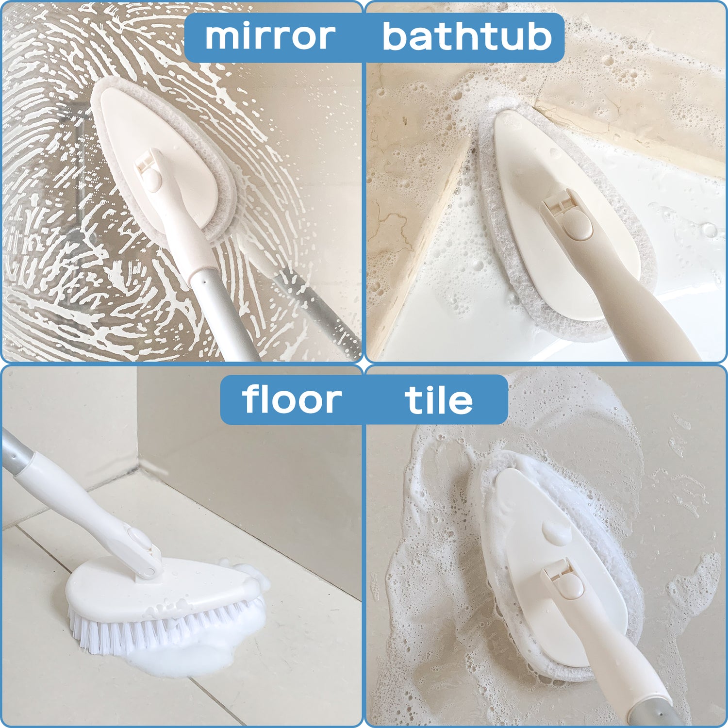 Bathroom Mop Bath Shower Screen Tile Cleaning Kit Floor Cleaner Tool  Scrubber